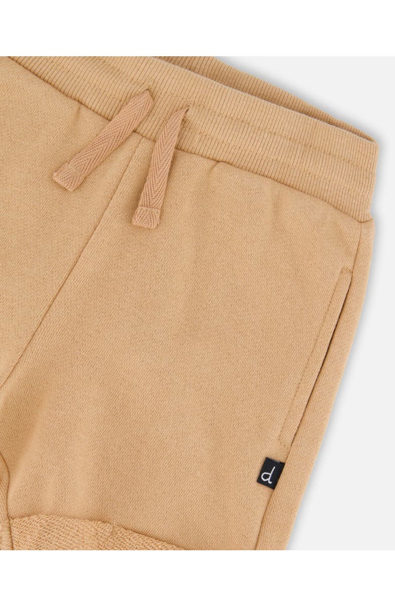 Deux par Deux Elastic Waist with Drawstring French Terry Shorts, Alternate, color, Beige