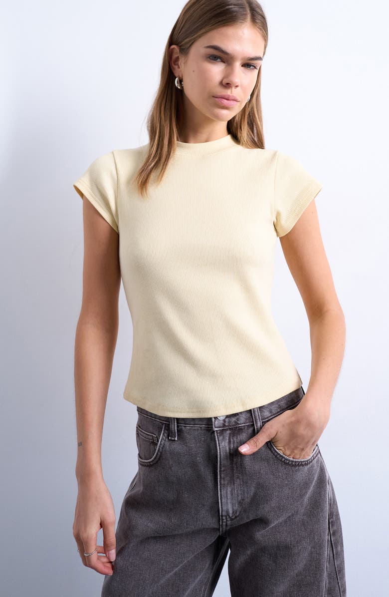 Topshop Rib Fitted Stretch Cotton T-Shirt, Main, color, Yellow
