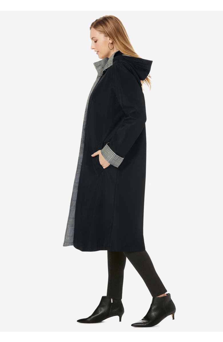 Jessica London Contrast Hood Raincoat, Alternate, color, Soft Camel Geo