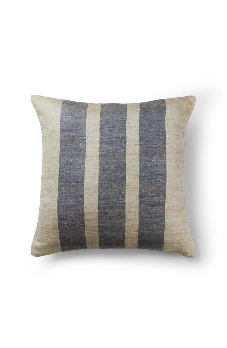 Sustainable Threads Striped Silk Pillow with Down-Alternative Insert, Main, color, Blackberry