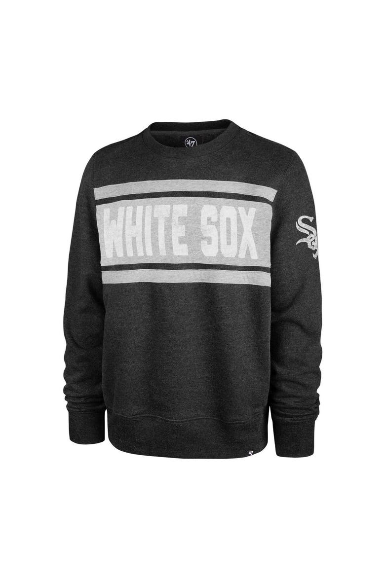 Men's '47 Black Chicago White Sox Bypass Tribeca Pullover Sweatshirt, Alternate, color, Heather Black