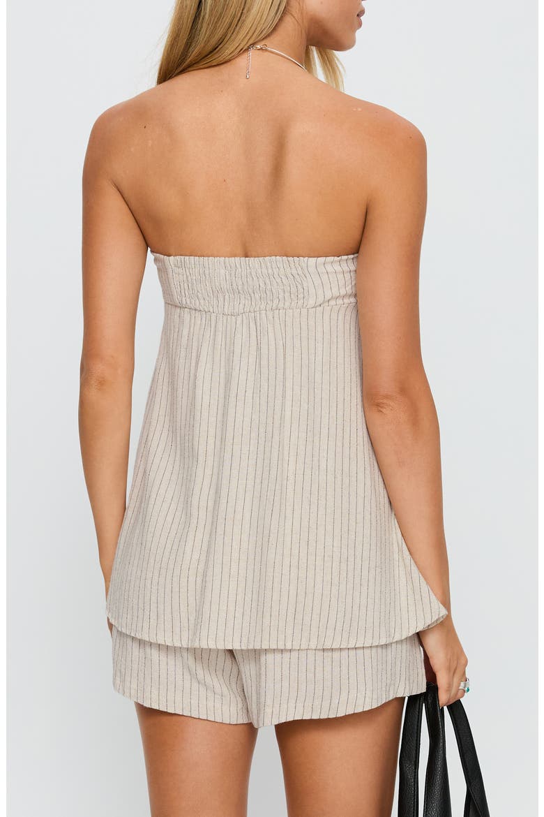 Jetsetter Stripe Strapless Romper, Alternate, color, BEIGE STRIPE