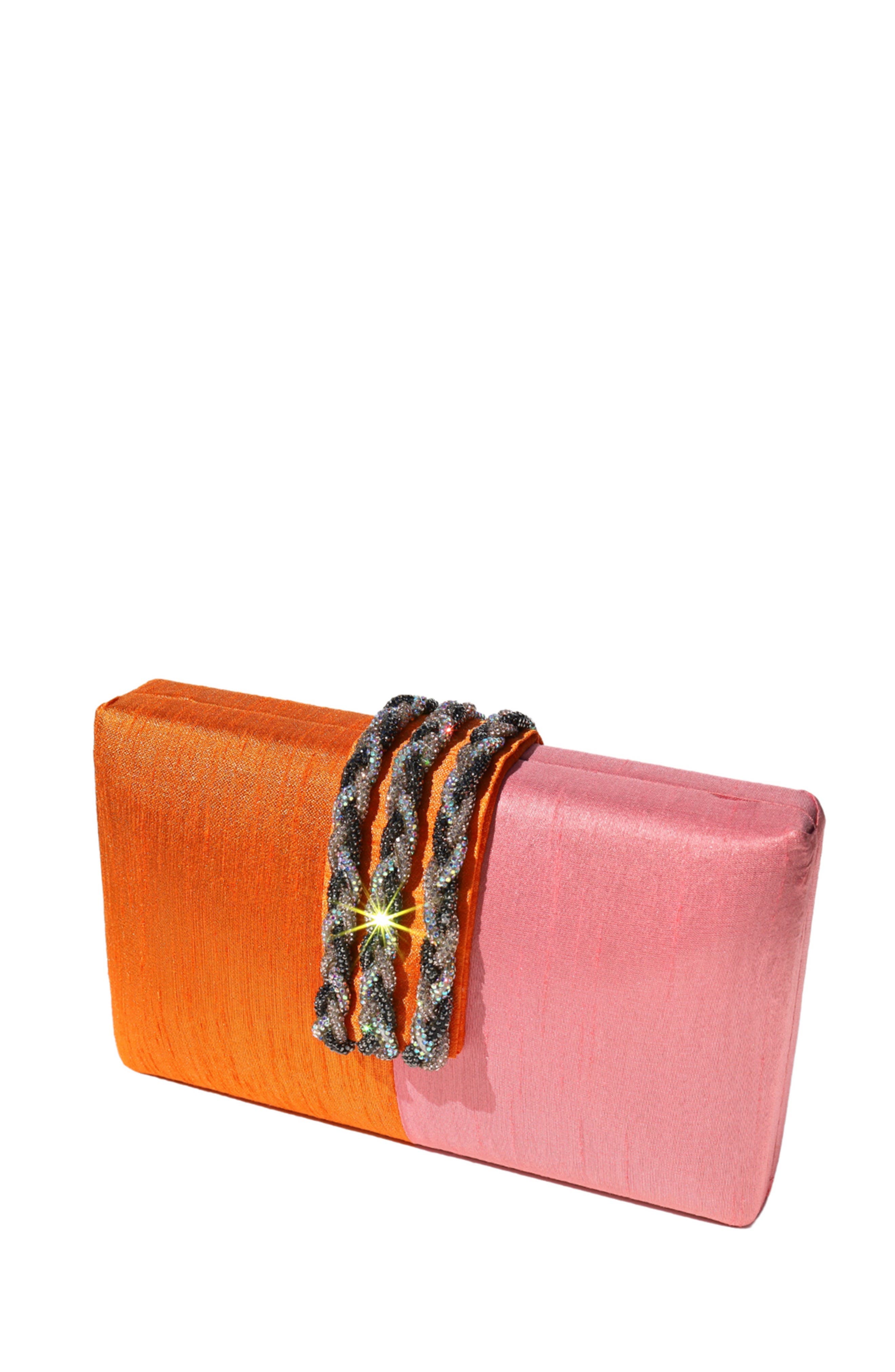 Braided Fringe Clutch, Alternate, color, Mango
