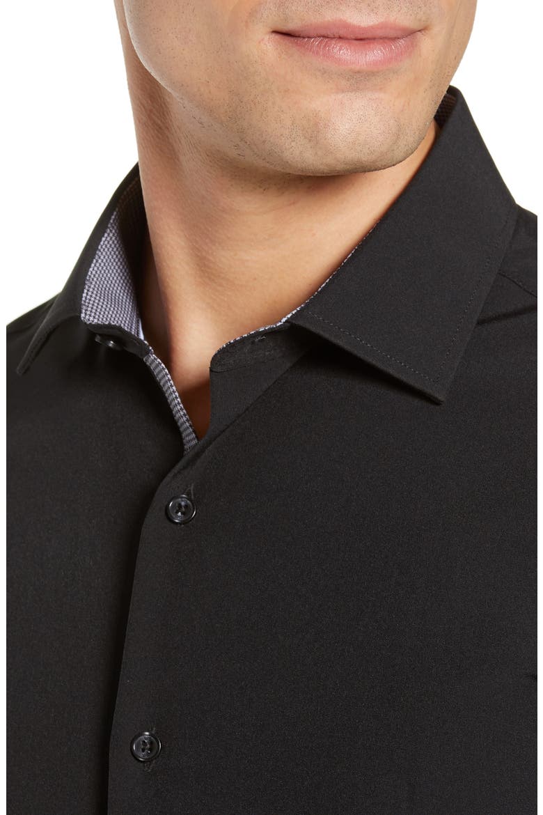 Slim Fit Solid Performance Dress Shirt, Alternate, color, BLACK