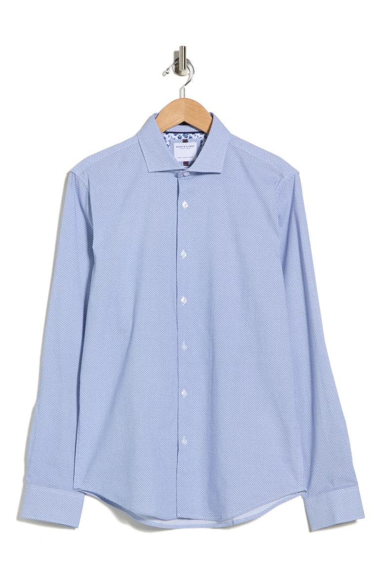 Pop Geometric Button-Up Shirt, Alternate, color, BLUE/ WHITE