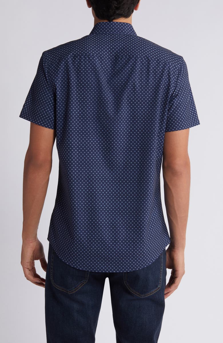 Nordstrom Trim Fit Neat Short Sleeve Stretch Cotton Button-Up Shirt, Alternate, color,