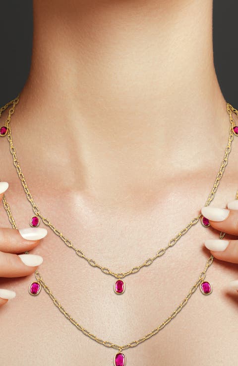 Ruby Tinsel Charm Chain Necklace