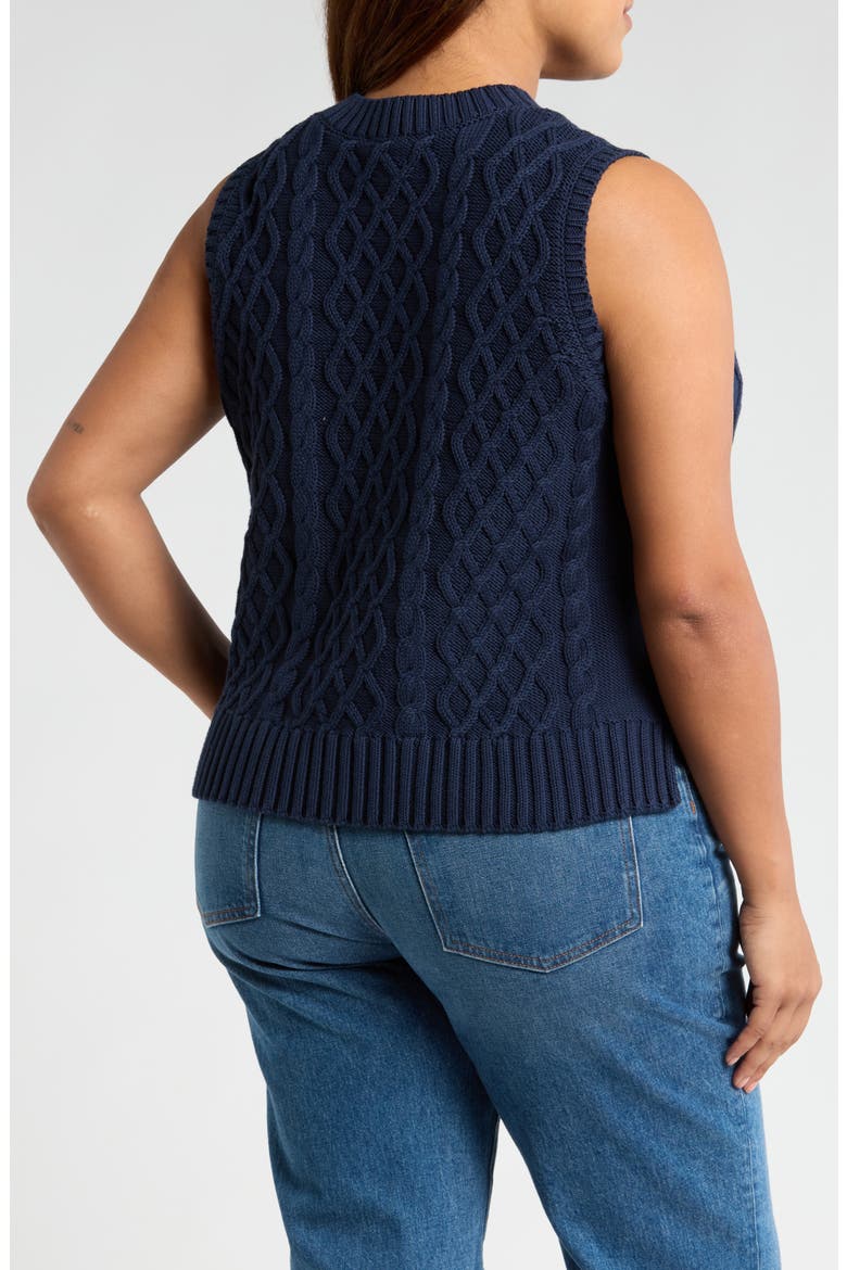 Cable Stitch Sweater Vest, Alternate, color, NAVY BLAZER