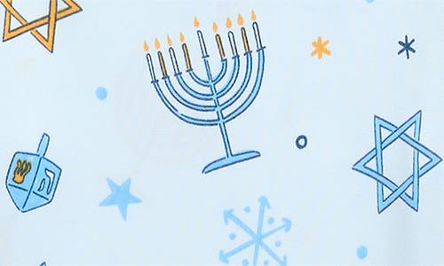 Jaclyn Kids' Matching Family Hanukkah Print Fitted Two-piece Pajamas In Blue