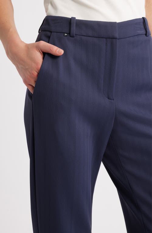 Shop Hugo Boss Boss Tanya Straight Leg Pants In Clean Navy Herringbone