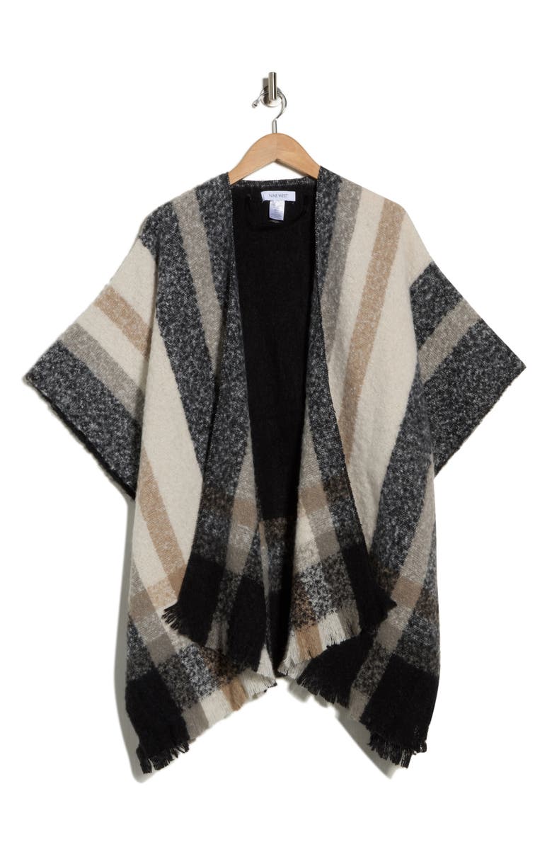 Nine West Luxe Plaid Topper, Alternate, color, 
