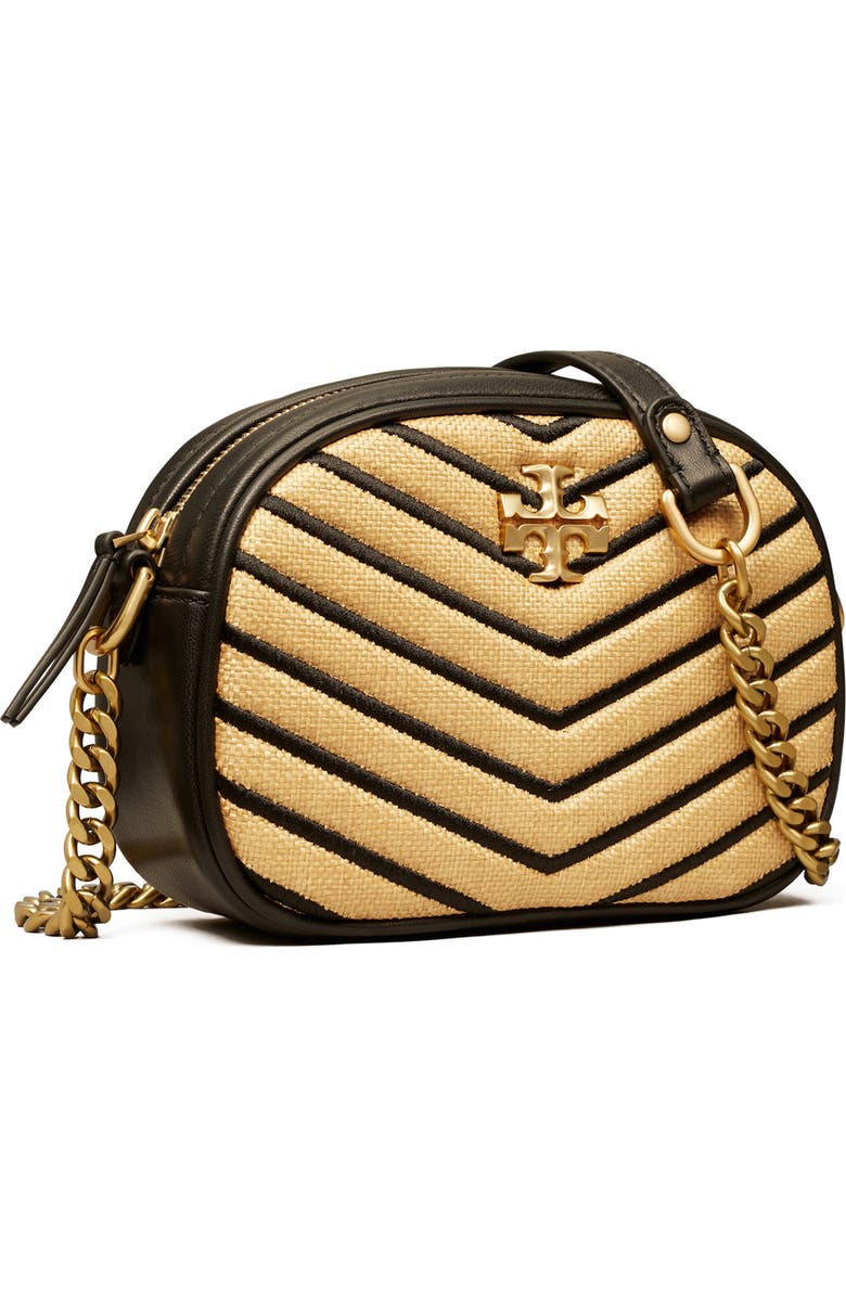 Tory Burch Kira Chevron Small Straw Crossbody Bag, Alternate, color,