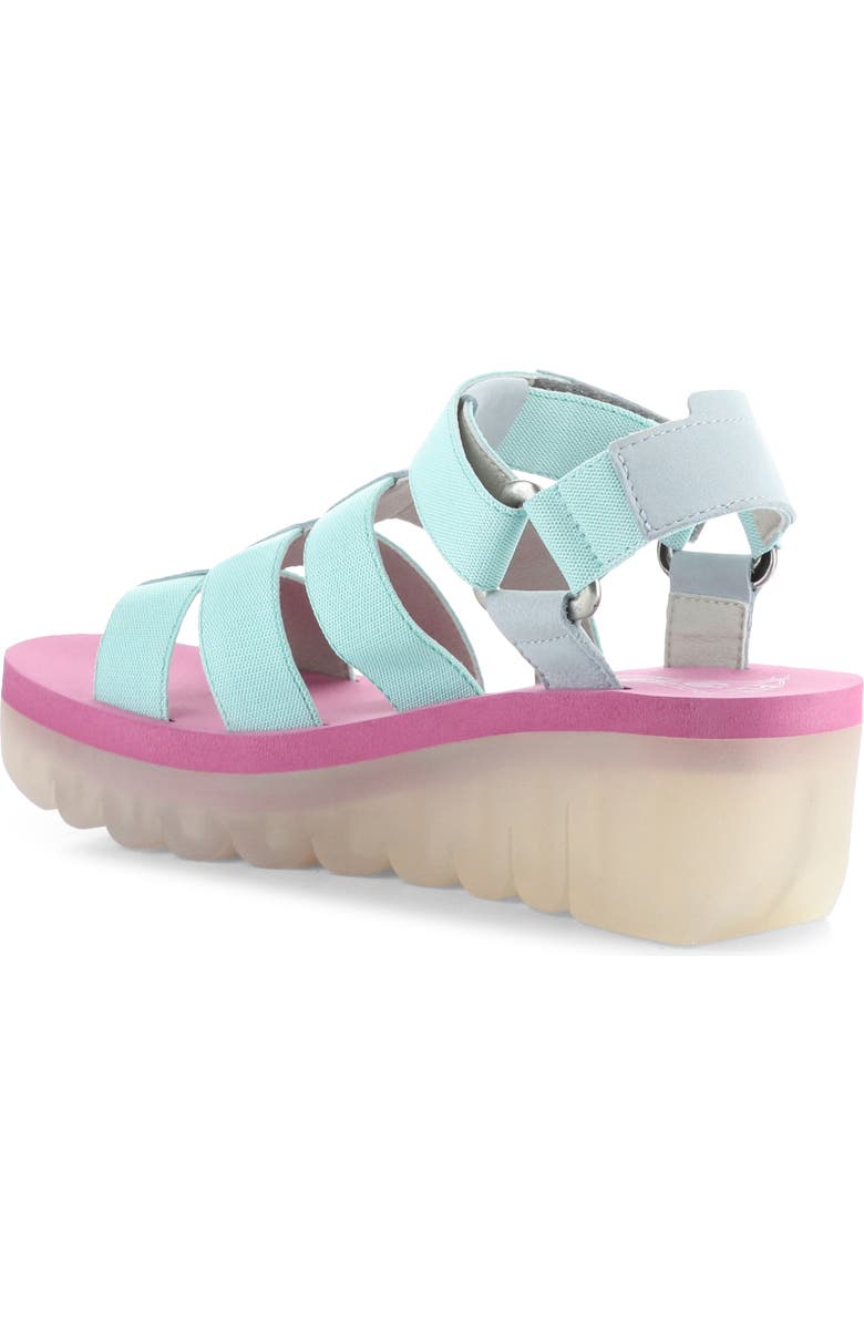 Fly London Yoji Platform Wedge Sandal, Alternate, color, Skyblue/ Multi
