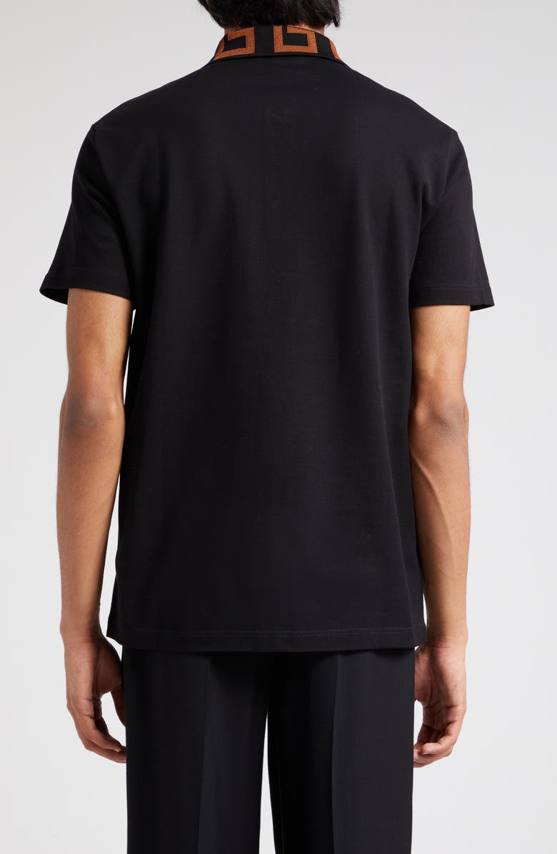 Versace Greca Medusa Patch Cotton Piqué Polo, Alternate, color, 