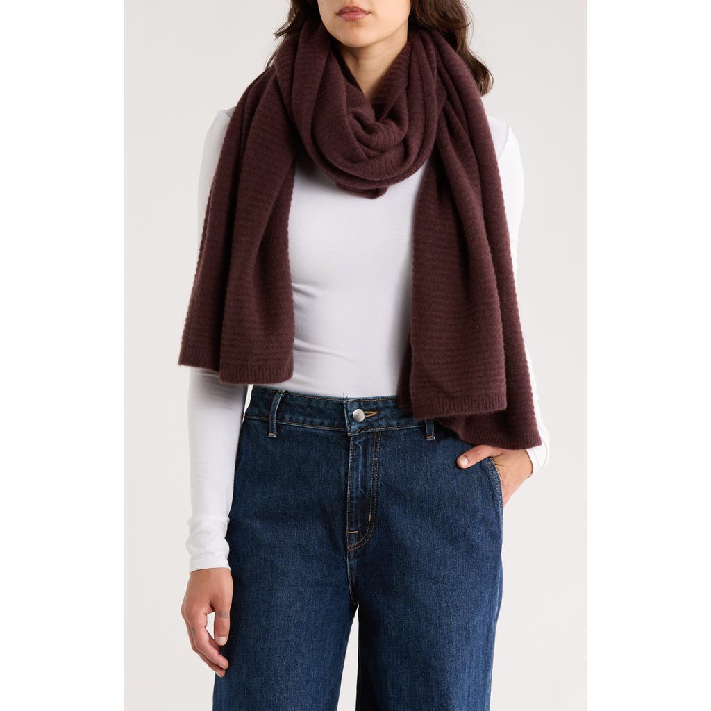 Nordstrom Cashmere Rib Scarf In Burgundy