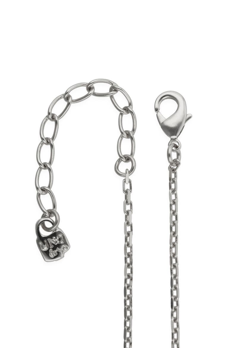 Silver-Tone Geometric Necklace with Blue Crystal, Alternate, color, Silver