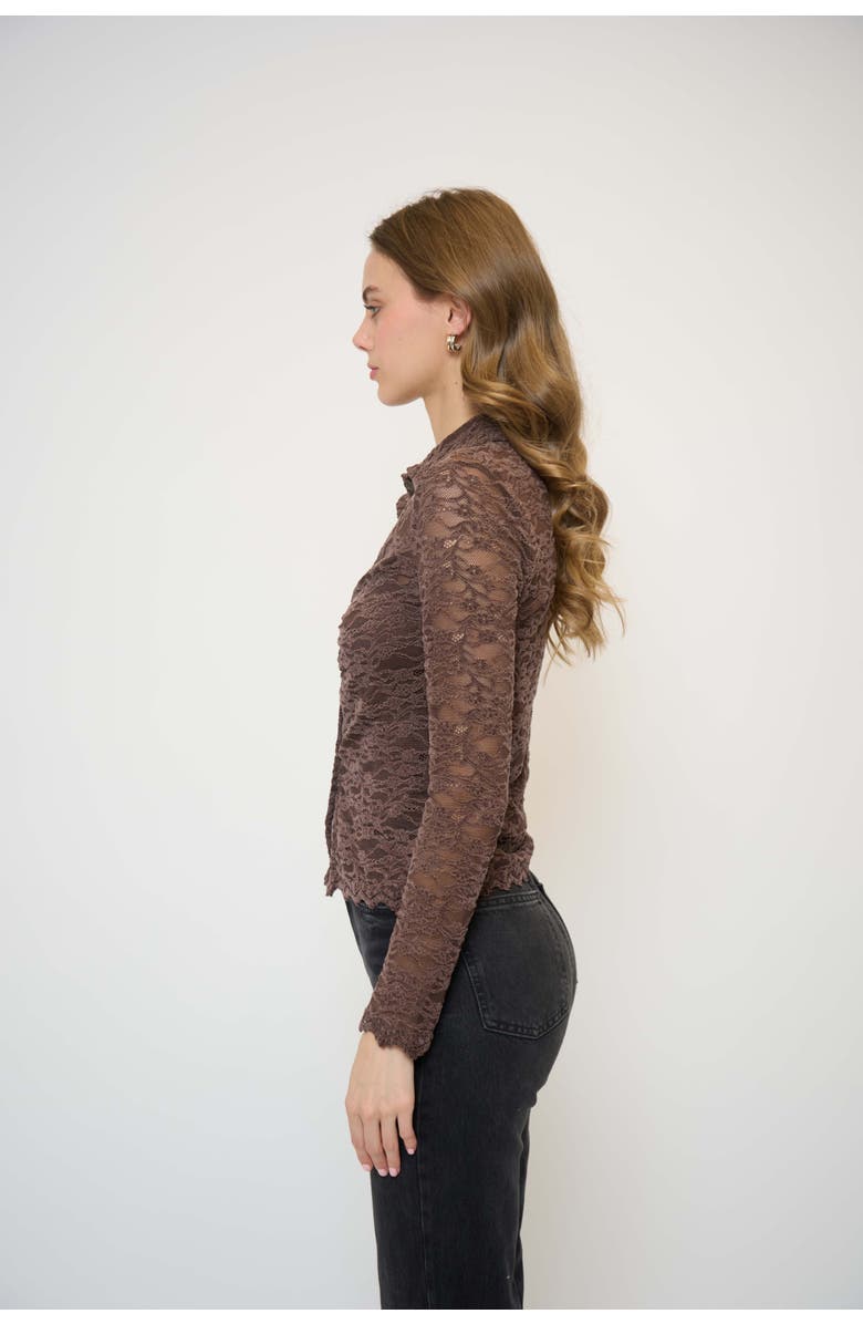 Central Park West Stella Stretch Lace Buttondown, Alternate, color, 