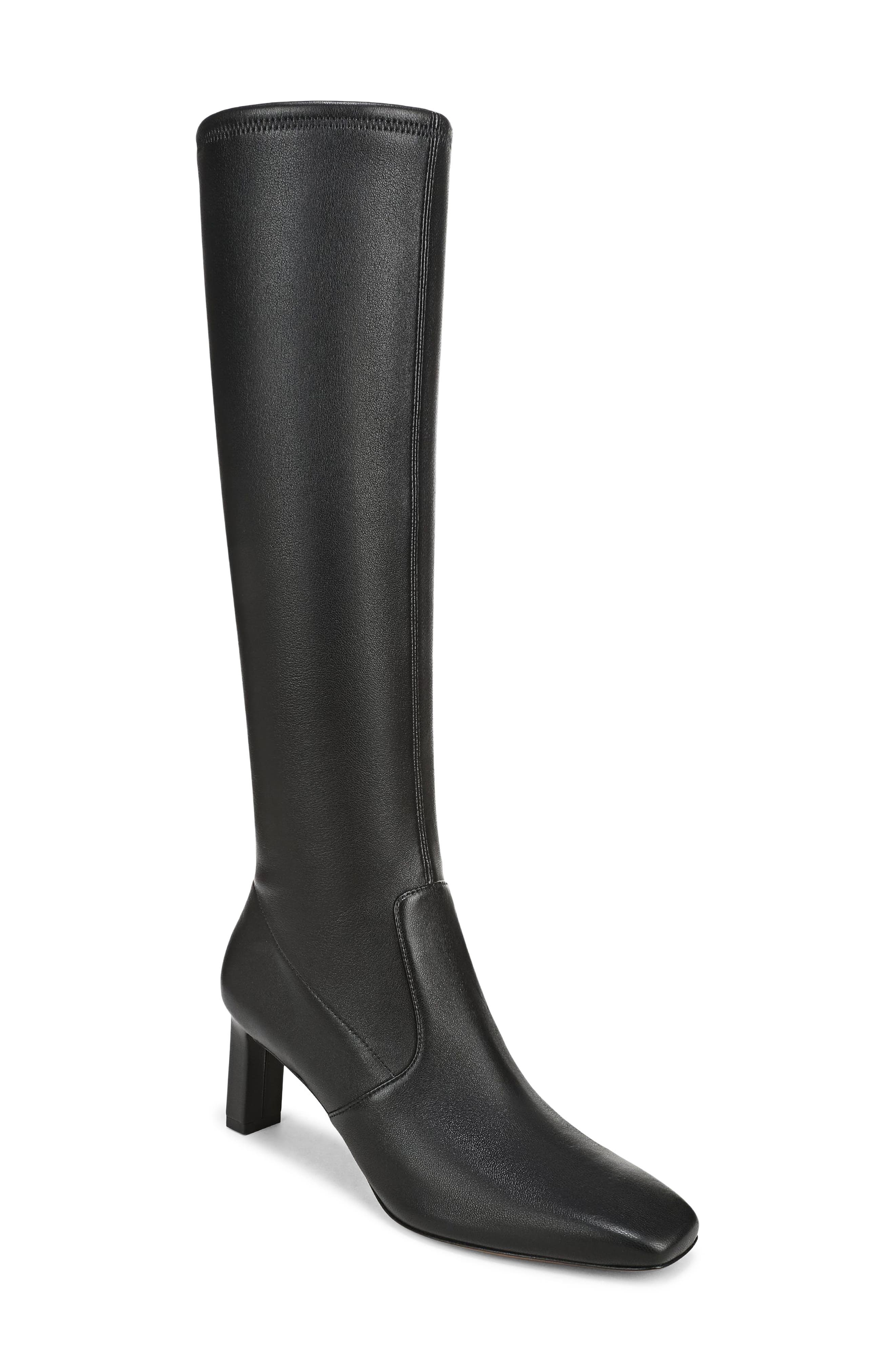 Violette Leather Knee High Boot, Main, color, BLACK NAPPA