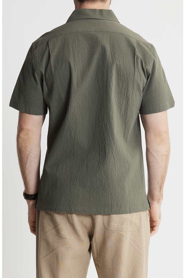 Suffolk Seersucker Camp Shirt, Alternate, color, OLIVE