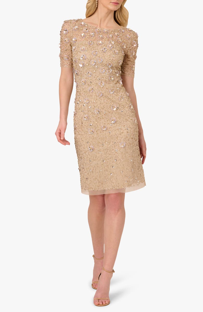 Adrianna Papell Beaded Cocktail Dress, Main, color, 