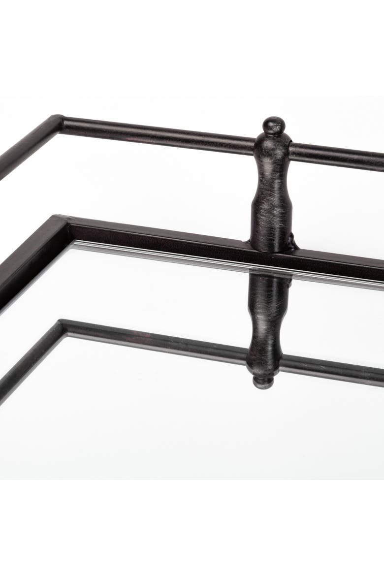 Christa Metal Mirrored Base Square Tray, Alternate, color, Black