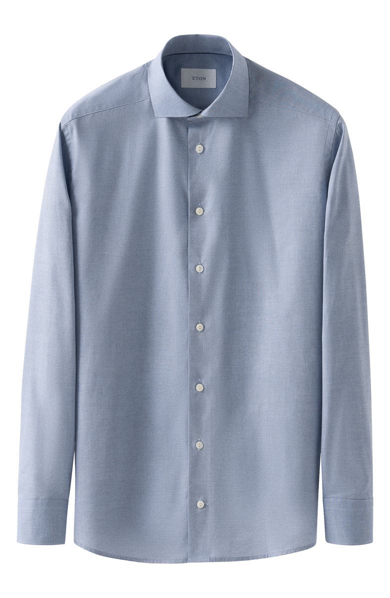Eton Contemporary Fit Microcheck Shirt, Alternate, color, Dark Blue