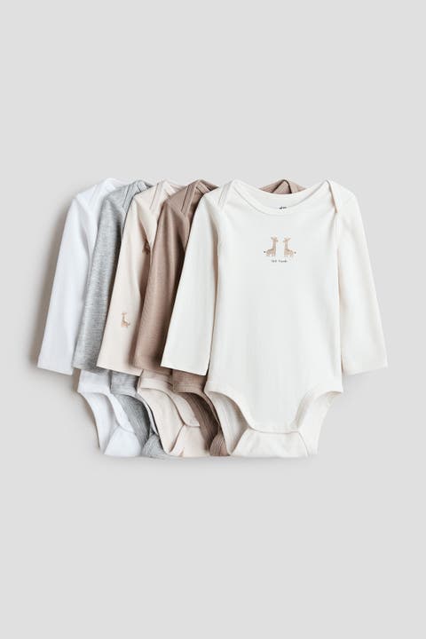 5-pack Cotton Bodysuits With Lap Shoulders