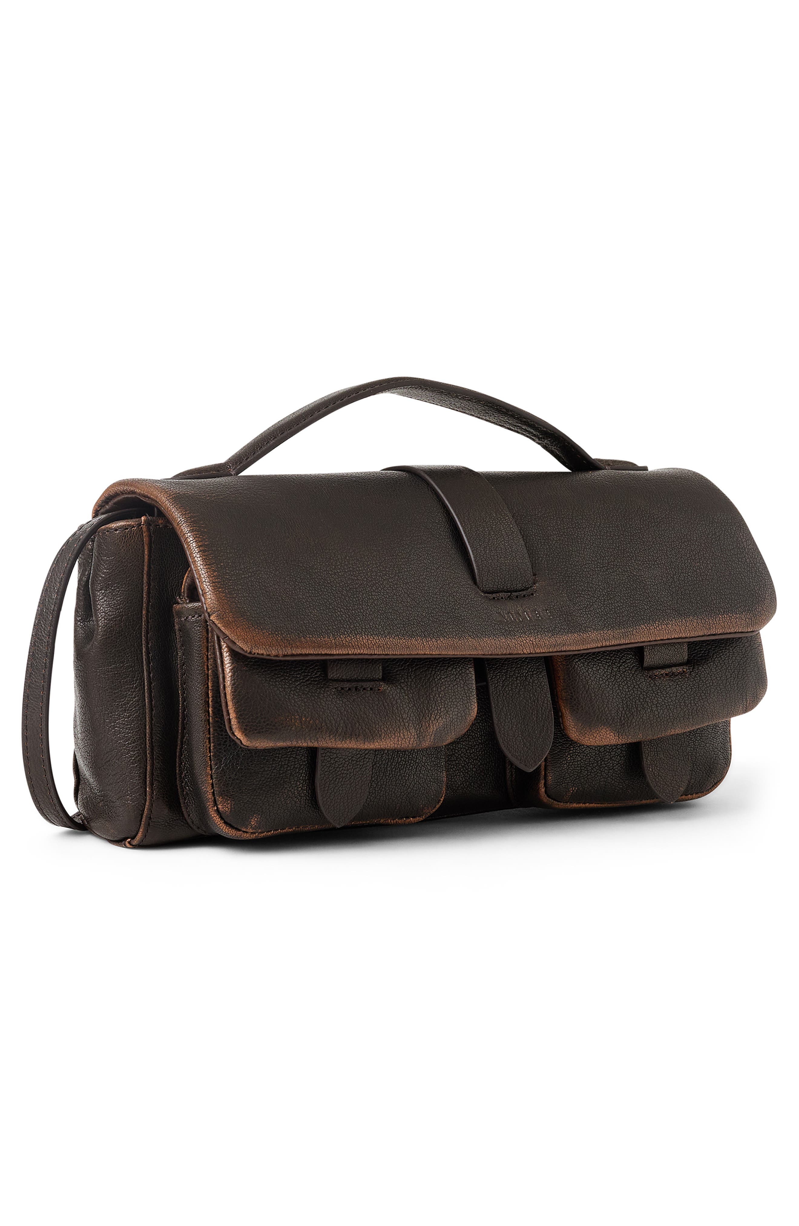 Rebel Snake Embossed Leather Crossbody Bag, Alternate, color, FUDGE BRUSH OFF