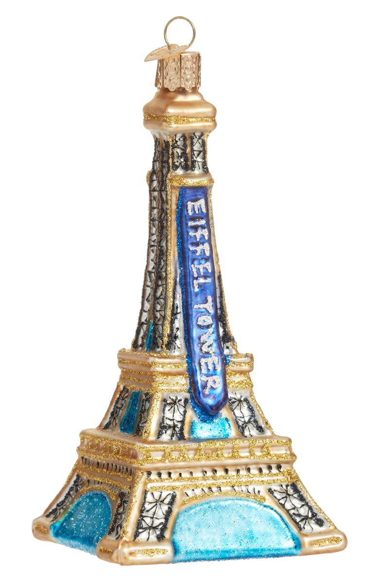 Old World Christmas Eiffel Tower Ornament, Main, color, Turquoise/ Gold