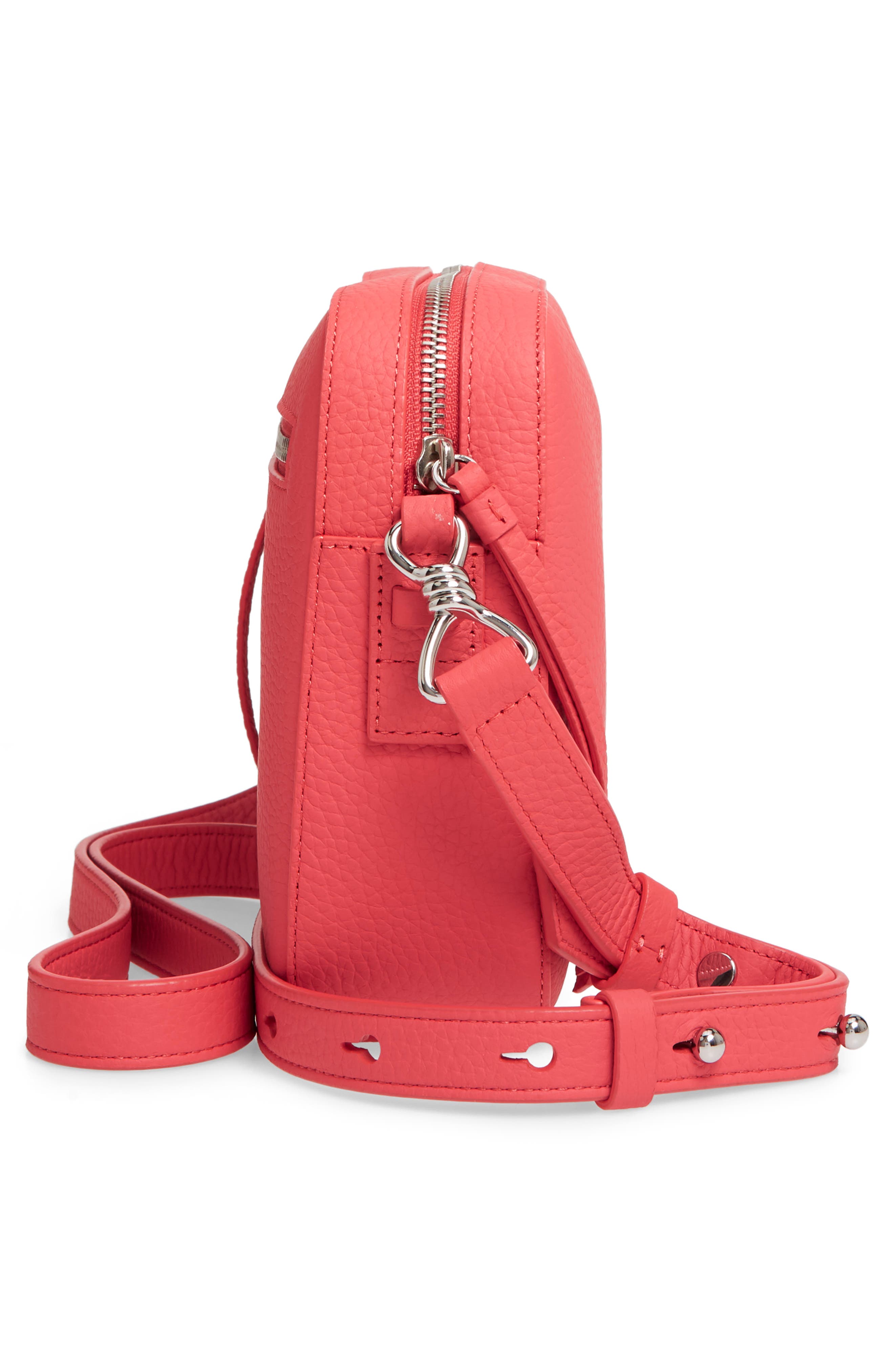 AllSaints Captain Lea Leather Crossbody Bag, Alternate, color, Coral Pink