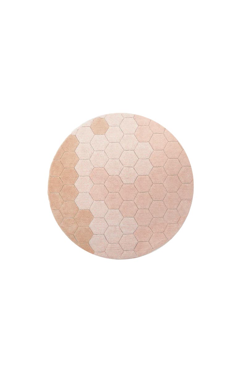 Lorena Canals Washable Rug Round Honeycomb, Main, color, Ivory, Light Pink, Rose