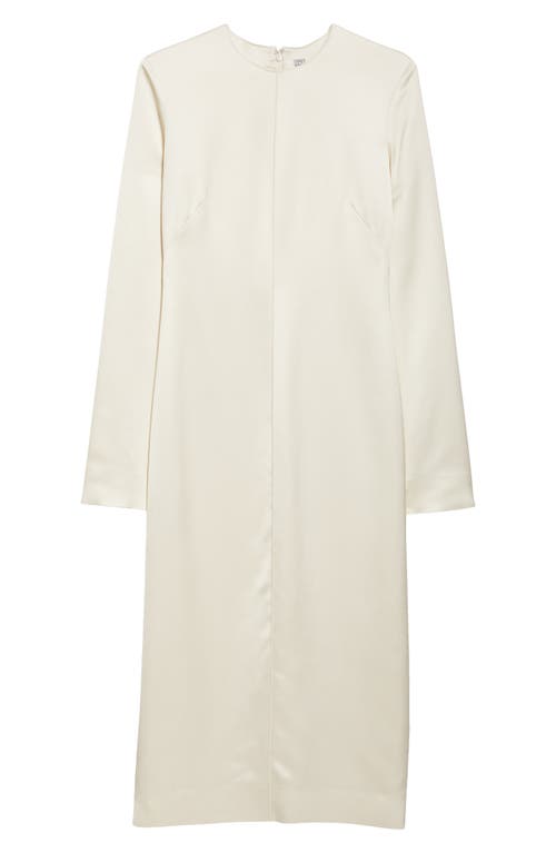 Totême Toteme Lean Long Sleeve Satin Midi Dress In Ecru
