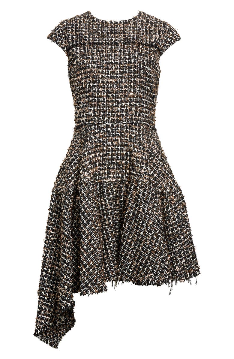 Jason Wu Collection Tinsel Tweed Asymmetric Hem Cotton Blend Dress, Alternate, color, 