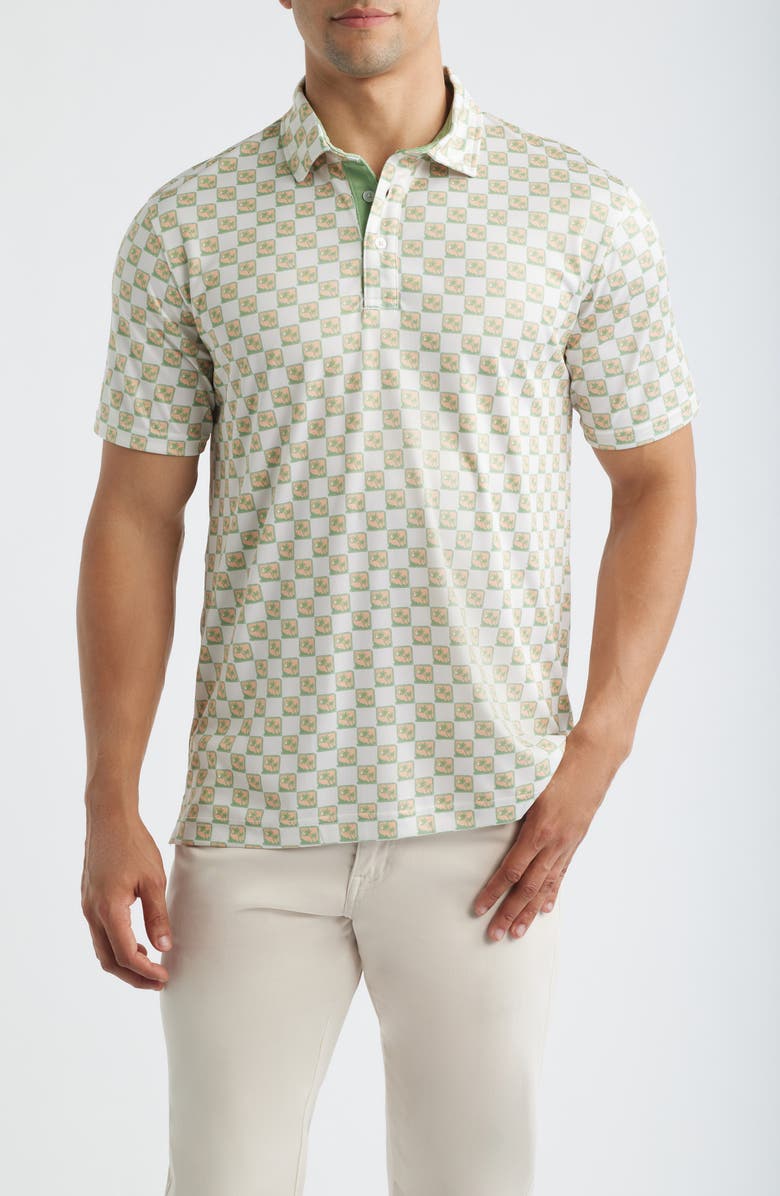 Swannies Lounge Performance Golf Polo, Main, color, White/ Gold