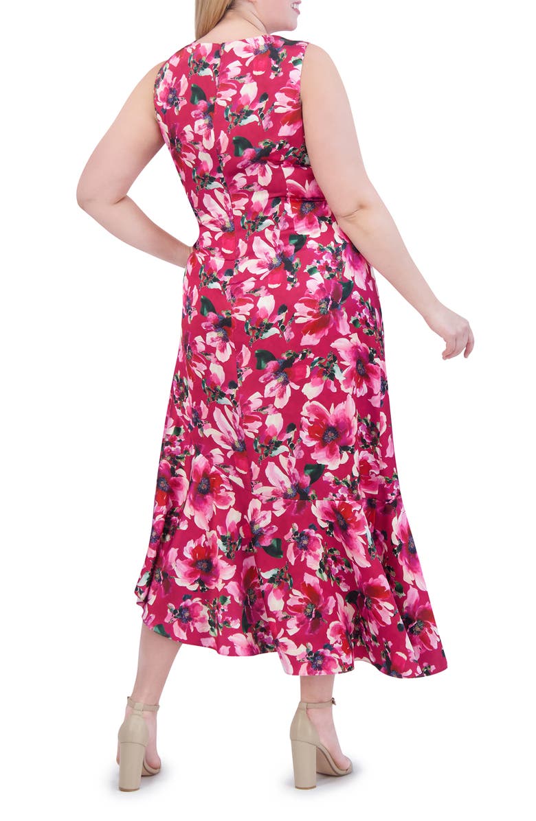 Eliza J Asymmetric Cocktail Midi Dress, Alternate, color, Magenta