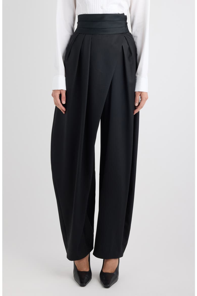 Tux High Waist Stretch Wool Barrel Leg Pants, Main, color, NOIR ALAIA