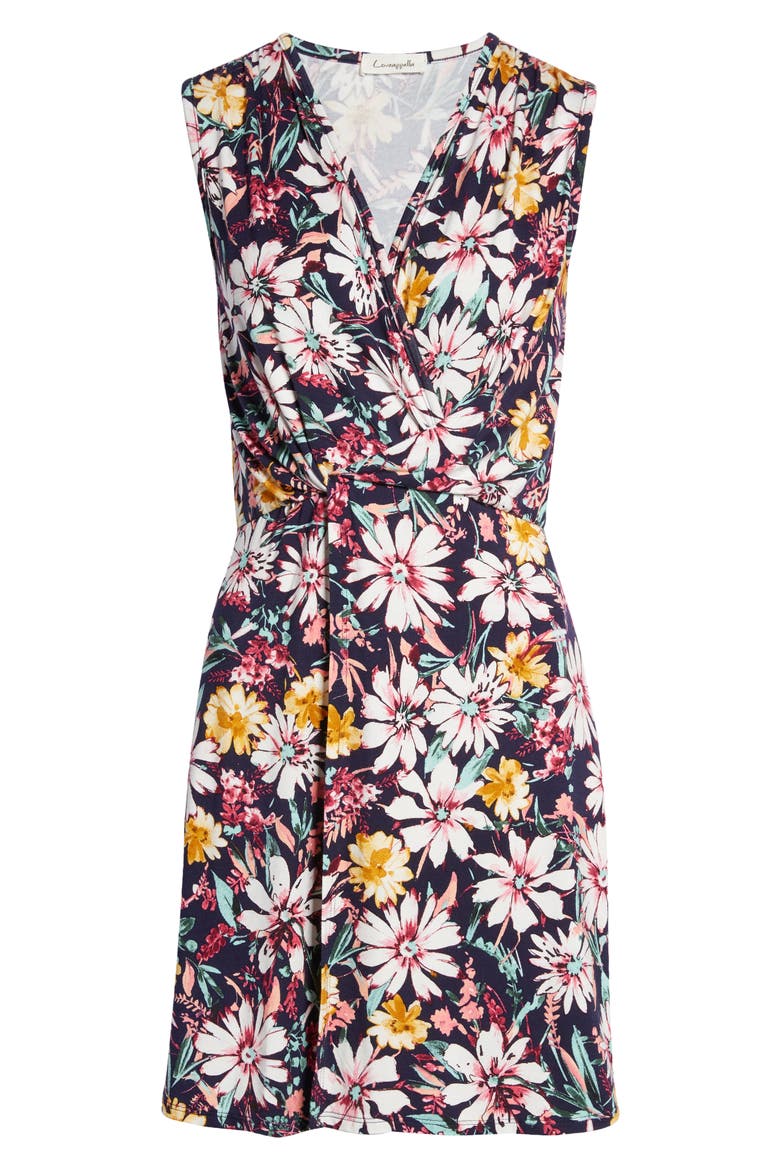 Floral Twist Front Knit Dress, Alternate, color, NAVY MULTI