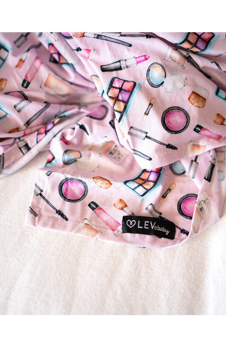 Lev Baby Makeup Print Soft Baby Swaddle Blanket, Alternate, color, Pink