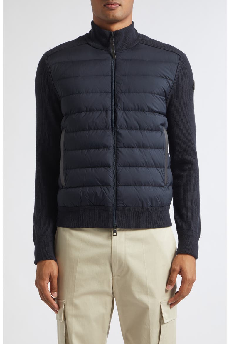 Wool & Cashmere Blend Quilted Zip-Up Cardigan, Main, color, OBSIDIAN BLUE
