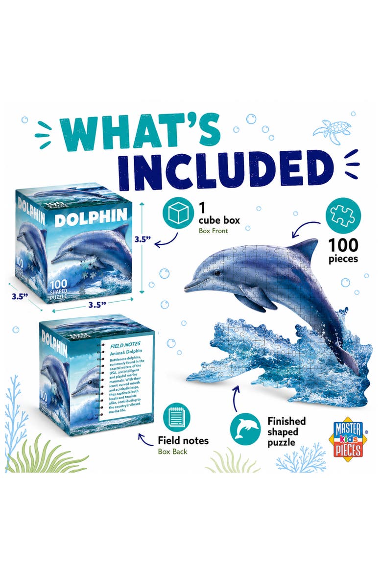 Dolphin 100 Piece Shaped Jigsaw Puzzle, Alternate, color, Multicolor