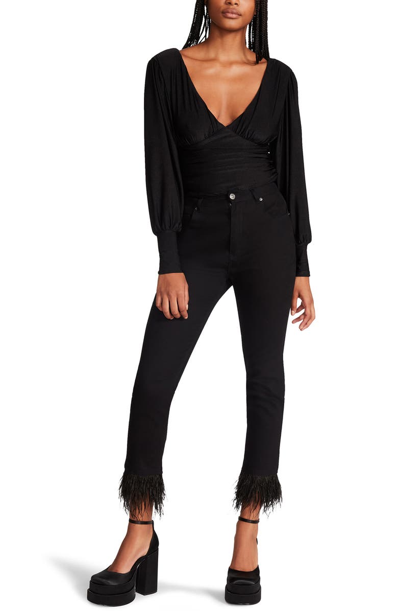 Steve Madden Kali Long Sleeve V-Neck Bodysuit, Alternate, color, 