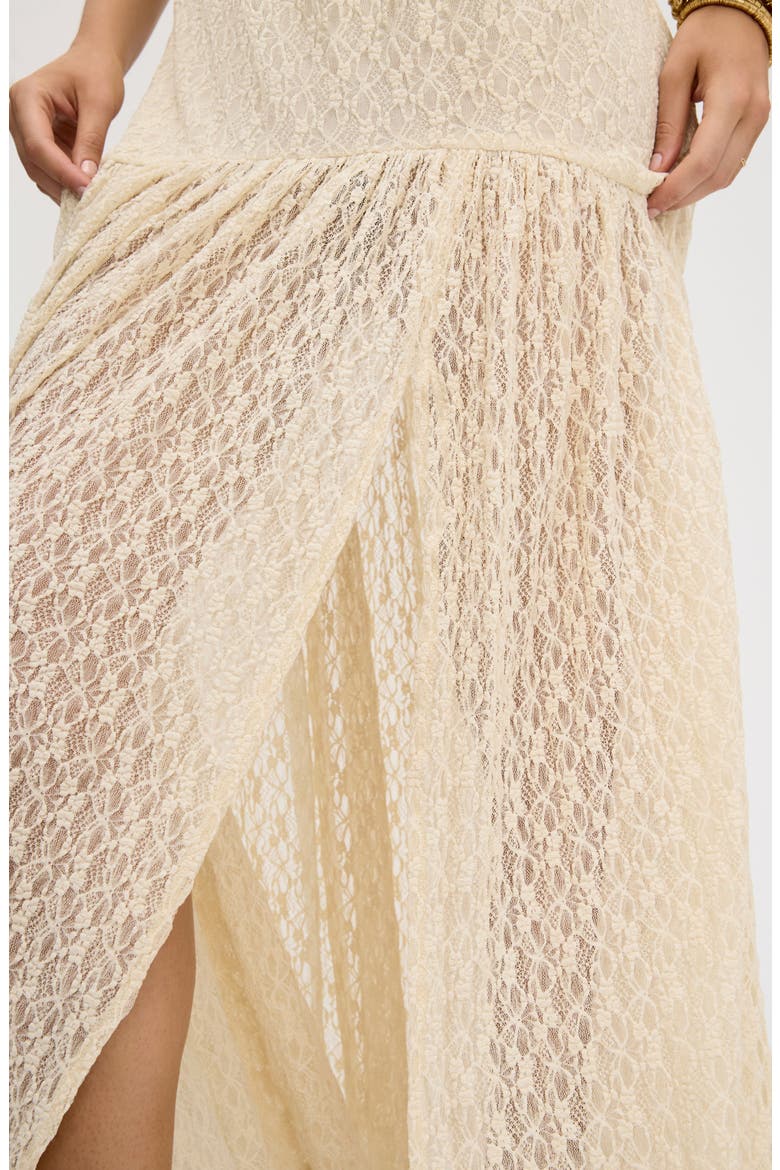 Sleeveless Lace Drop Waist Midi Dress, Alternate, color, ALMOND