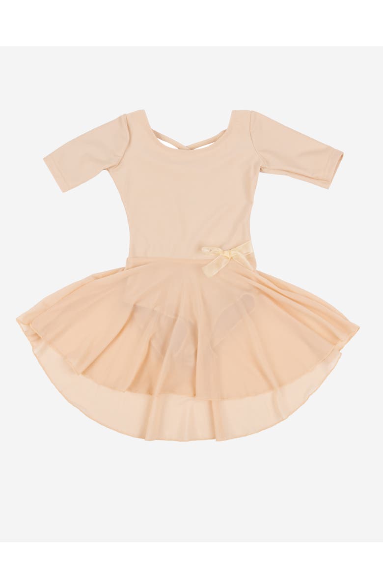 Leveret Girls Short Sleeve Skirted Leotard, Main, color, Beige