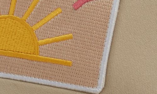 Friday Feelin ' Happy Patch Trucker Hat In Tan