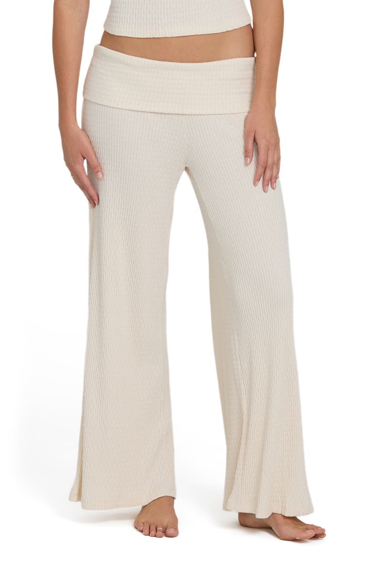 Billabong Sweet Coast Wide Leg Knit Pants, Main, color, White Cap