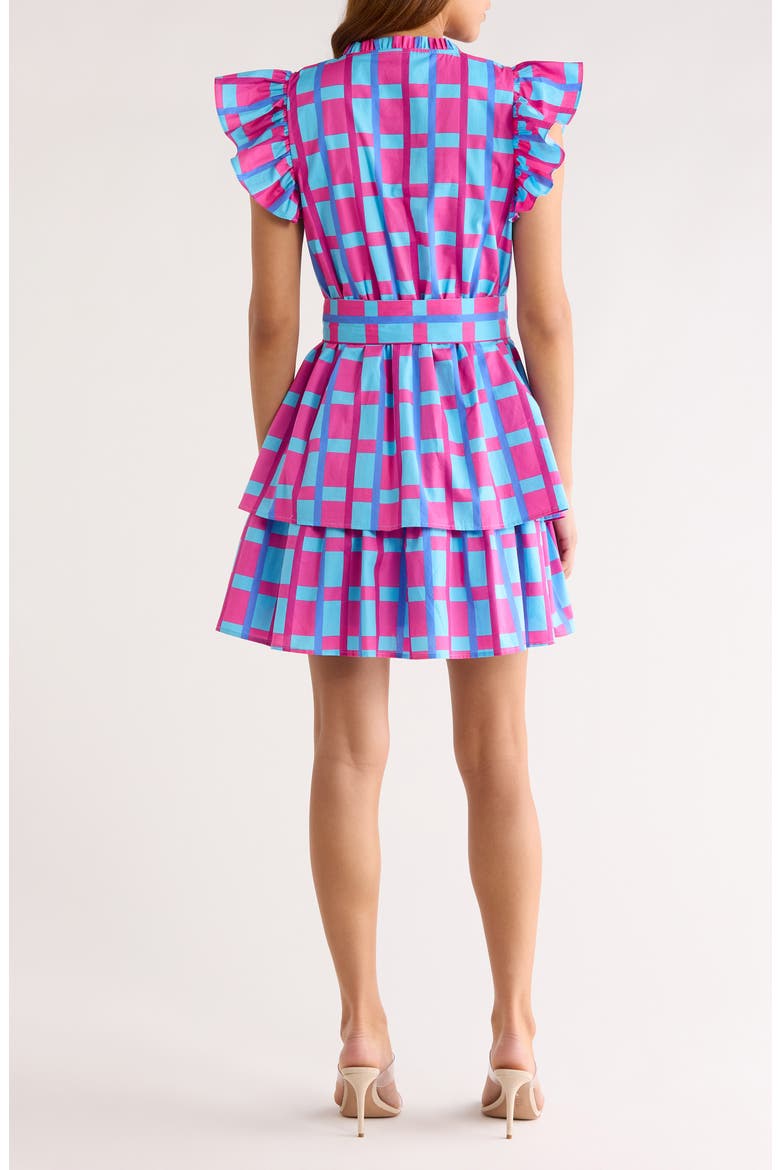 Marvy Checker Emie Ruffle Minidress, Alternate, color, FUCHSIA-BLUE-MULTI