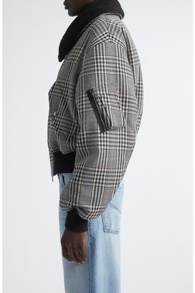 Plush Trim Plaid Bomber Jacket, Alternate, color, MULTICOLOR GREY