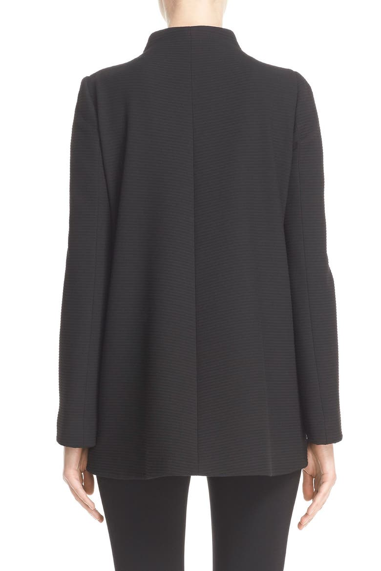Stretch Ottoman Trapeze Coat, Alternate, color, BLACK