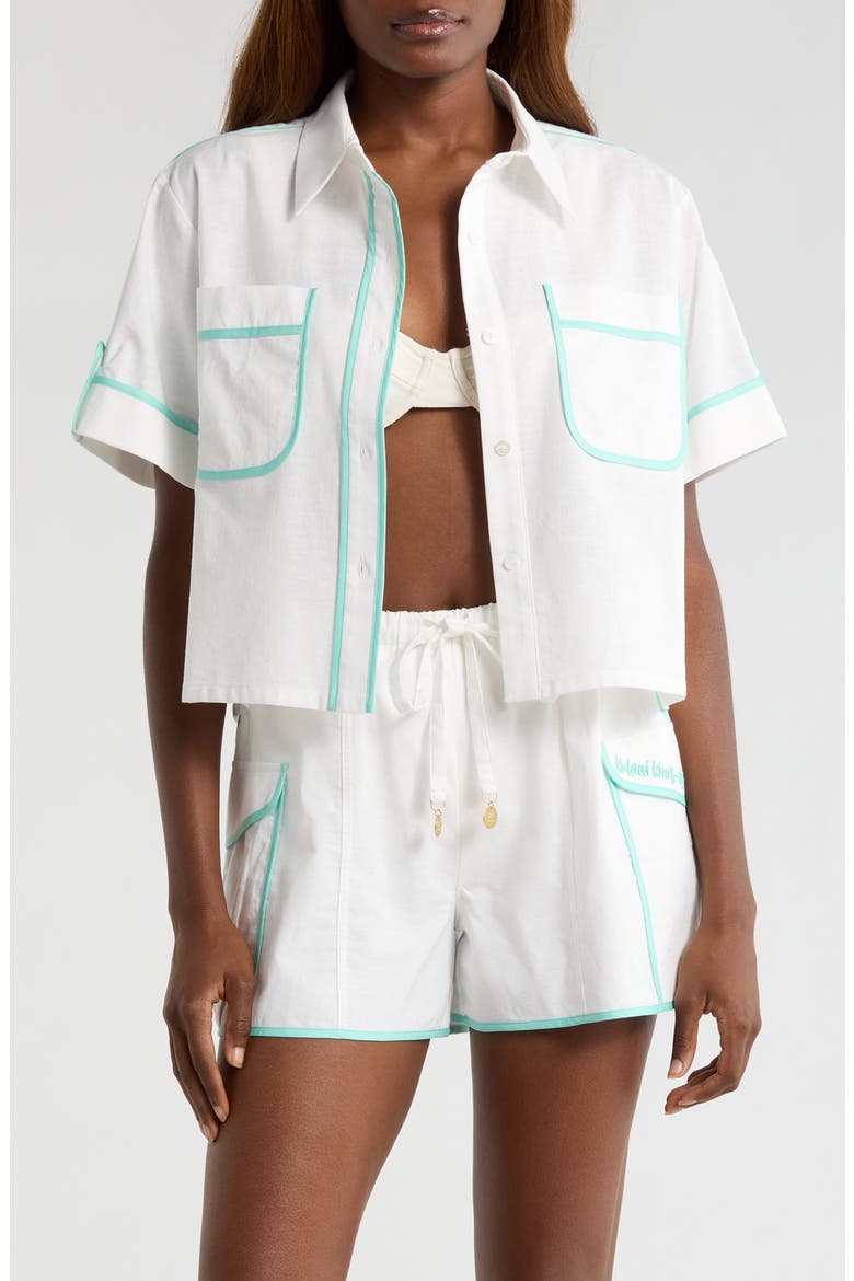 Crop Cover-Up Button-Up Shirt, Main, color, CRYSTAL TIDES