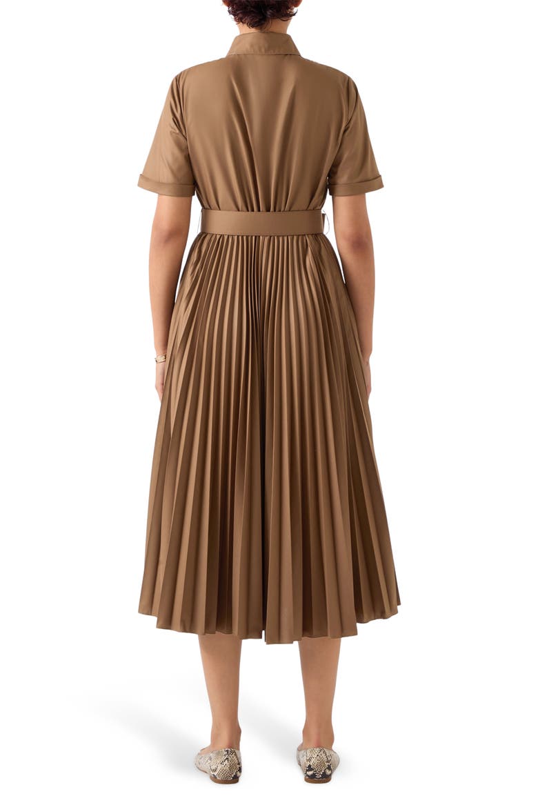 Cally Pleated Shirtdress, Alternate, color, COCOA